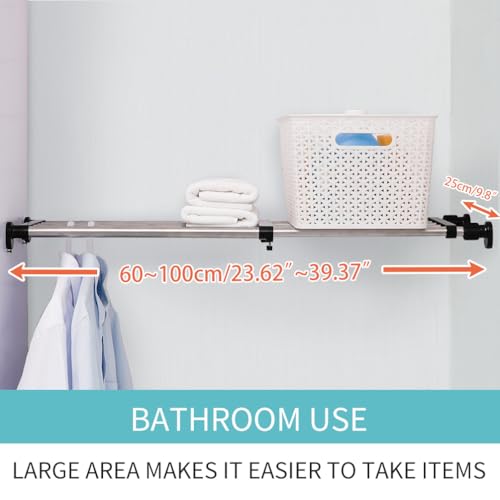 Hershii Erweiterbares Schrankspannregal Teleskop-Lagerregal mit 5 Rohren Schrank Trennwandregal ohne Bohren Spannung Kleiderschrank Organizer für Badezimmer Küche Schlafzimmer schwarz Länge 60-100 cm