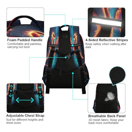 Dragon in The Dark Night Backpacks for Kids School Bag Student Backpack Bookbag For Boys Girls Casual Bag4