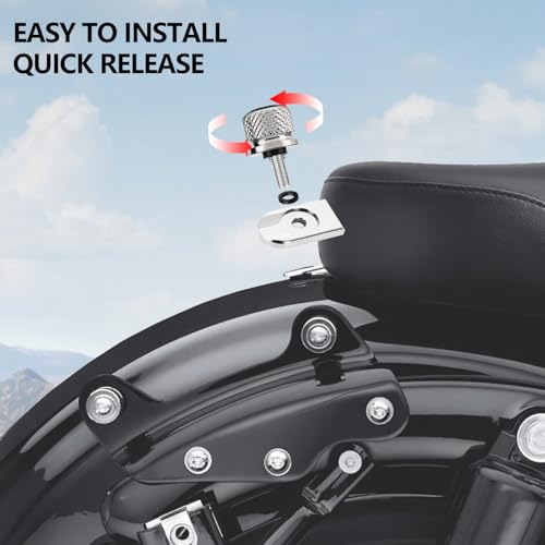 Image of 1 /4 inch-20 Thread Stainless Knurled Fender Rear Seat Bolt Screw with Knob Cover Tab Mount Kits Fits for Harley Touring Sportster Softail Dyna CVO Fatbob Electra Glide Street Glide 1996-2025