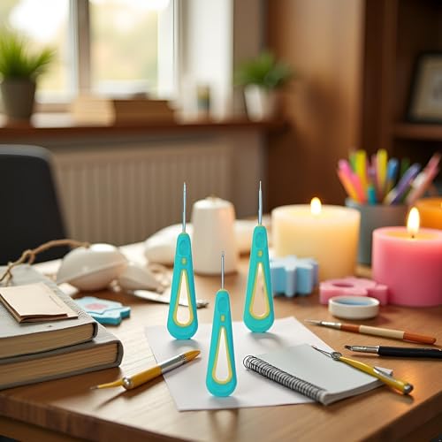 Image of 3 Pcs Blue Round Hole Cone Hand Drills Punch Needle Candles Wick Tools for DIY Silicone Mould Making Punch, Candle Making Molds, Candle Making, Molds