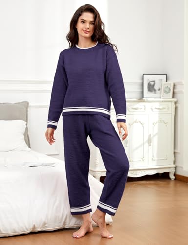 Yimoon Fleece Pajamas Women Fuzzy Warm Pjs Set 2 Piece Fluffy Pullover Pants Loungewear Cozy Plush Sleepwear3