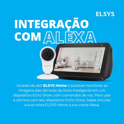 Câmera de Segurança Inteligente Wi-Fi Fixa, Full HD, 1080p, Elsys, ESC-WY3F, Branca – Compatível com