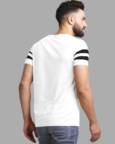 Image of Noble Monk Men Regular Fit T-Shirt | Round Neck | Half Sleeve | Self Design | Casual T Shirt for Men