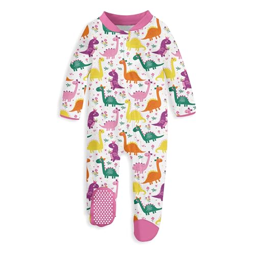 Image of UNIFACO Baby Girls Sleeper 3-6 Months Zip front Footed Sleepers Pjs Dinosaur Baby Stuff Infant One-Piece Footie Pajamas