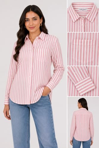 Image of Womens Striped Oversized fit poplin Shirts