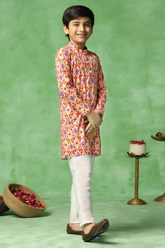 Image of Fashion Dream Boy's Cotton Blend Printed Kurta Pant Set|Kurta Set|Kurta And Pant Set|Kids Ethnic Set|Ethnic Set