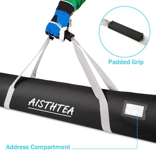 Aisthtea SKI-BAG-185CM-1680D Bag Snowboard Bag Ski Bag 1680D Waterproof And Wear-Resistant Polyester Adjustable Length Ski Sleeve Double Ski Boot Bagtravel Bag thumb #4