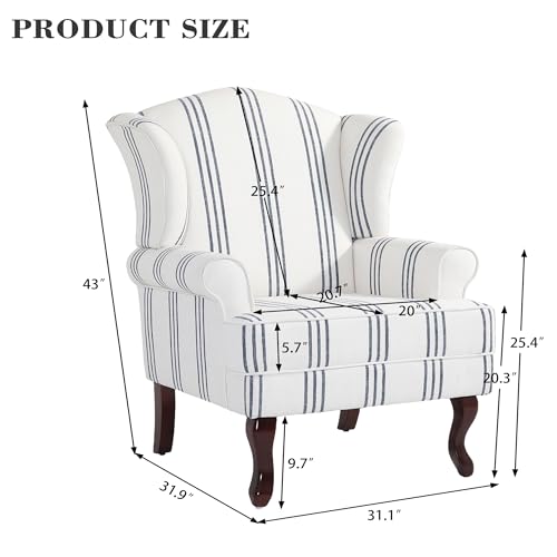Sillón Retro Tela Rayada Azul Marino miniatura 2