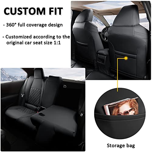 Image of GIANT PANDA Customized Full Set Car Seat Covers Fit for Toyota Corolla L LE 2020 2021 2022 Faux Leather- (Black)