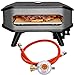 Millarco Cozze 90349 13" Starter Set Gas Pizza Ofen mit Thermometer und Druckminderer mobiler Pizzastein Gasgrill bis 400 Grad regelbar 34x34 cm tragbar Terrasse Balkon, Schwarz