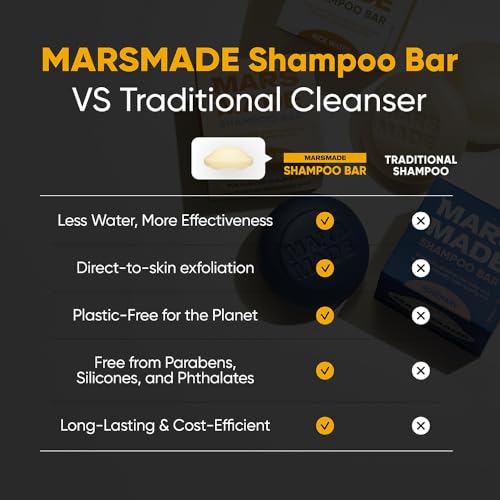 Image of MARS MADE Rice Water Shampoo Bar 2.0 - Hydrating & Moisturizing Natural Hair Soap for Strengthening & Scalp Nourishment - Solid Bar for All Hair Types (120g, 4.23oz)
