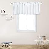 DECOVSUN White Valance for Windows 60x18 Inch Solid Thermal Insulated Blackout Rod Pocket Kitchen Sh