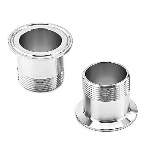 Othmro 2 Pcs 1 1/2NPT Male Threaded Pipe Fitting to CLAMP (OD 64mm Ferrule), Silver, 47.8mmx64mm 2pcs