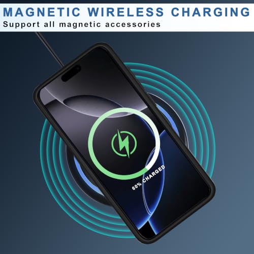 Image of CEDO Magnetic Cover for iPhone 16 Pro | Compatible with MagSafe Wireless Charging | Matte Black Case Designed with Magnetic Lock Shockproof Edge Protection Backcover (Translucent Black)