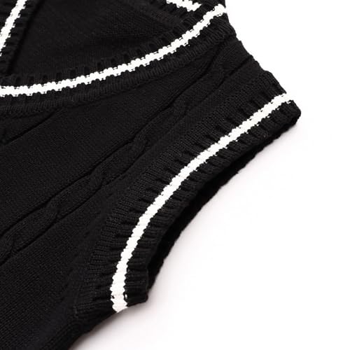 Toddler Girls Boys V Neck Sweater Vest Knit Sleeveless Crop Tops Striped Knitted Pullover School Uniform Clothes4