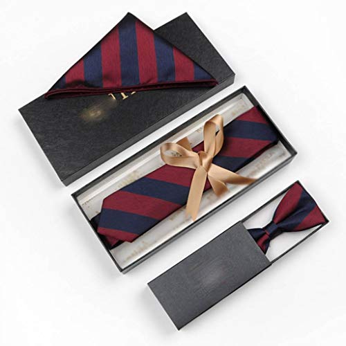 Set clásico de corbata de moño roja a rayas para hombres
