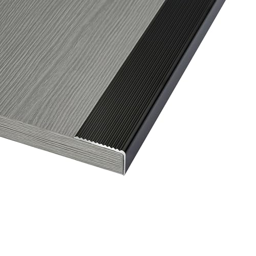 Paquete de 3 Perfil Angular de Escalera de Aluminio, Protector de Borde de Escalera en Forma de L, Borde de Peldaño Antideslizante Impermeable(Zwart,W 5 x H3cm)