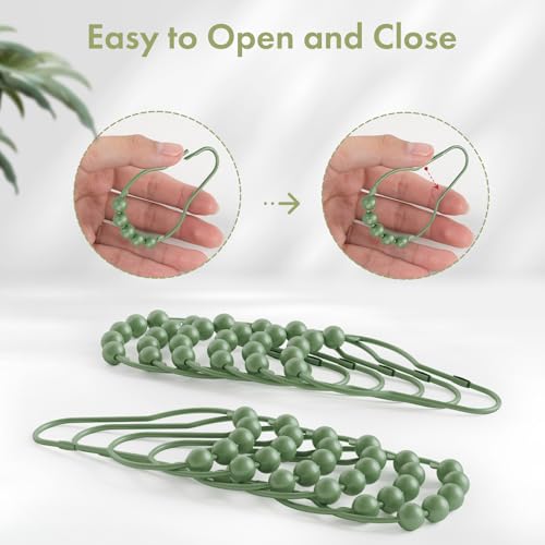 Image of Amazer Shower Curtain Hooks, Decorative Shower Curtain Hooks, Sage Green Rustproof Stainless Steel Shower Hooks for Shower Curtain Liner Shower Rod Hook 12pcs
