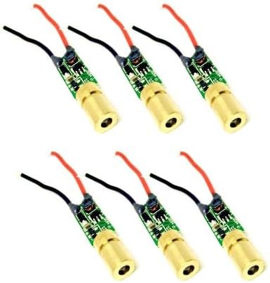 6Pcs USA Mini Green Laser Diode Modules, 520nm ±10nm, 5mW, 3-5V, 7x11.3mm Dot Size ≤10mm, 8M Range