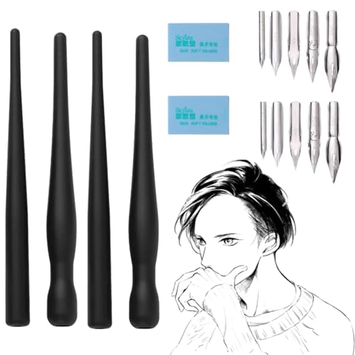 IATAHI Juego de Bolígrafos de Cómic,2 unidades Pluma de Caligrafía Plumilla Plumillas Dibujo,Plumillas Dibujo Manga,Manga Pen,Plumillas Caligrafia,Bolígrafos de caligrafía Bolígrafo de dibujo para