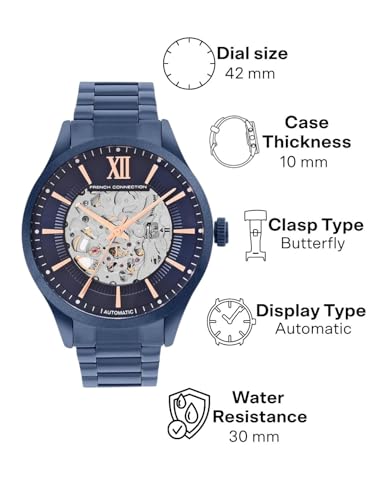 Image of French Connection Automatic Blue Dial Men's Watch-FCA10UM