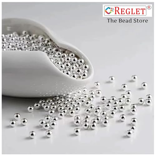 Image of 1800 Pcs Silver Beads - 4, 5, 6, 8, 10, 12 mm - Pearls for Craft, Embroidery DIY, Beads for Bracelets Making Kit, Beading, Jewellery Making Kit, Beadwork Projects, Crafting Ideas - 180g