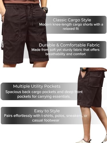 Image of Leriya Fashion Men Cotton Cargo Shorts | Lightweight Shorts Pant for Men | Elastic Waist with Drawstring | Casual Summer Cargo Short's for Man with Pockets
