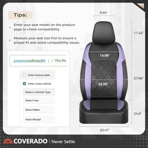 Image of Coverado Car Seat Covers, Front Seat Covers, 2 Front Automotive Seat Cover, Mesh Breathable Seat Protectors, Universal Fit for Most Cars
