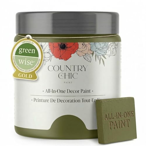 Country Chic All-in-One Chalk Paint for Furniture, Cabinets, Home Decor, Eco-Friendly, Matte Finish, Built-In Primer & Top Coat for Wood, Metal - Secret Garden (Green) - Pint 16 oz (475 ml)