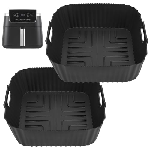 GINOYA 2pcs Air Fryer Liners for Ninja AF140UK AF180UK, Air Fryer Silicone Liners for for Ninja Air Fryer MAX PRO 4.7L, 6.2L(19cm)