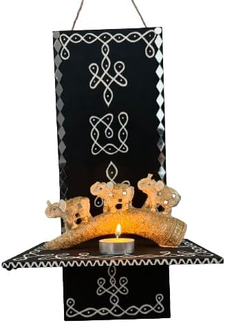 Generic Jenise Wall Hanging Candle Scones Wall Mounted Decor Wodden Candle Holders for Flower Vase Handmade Hanging Wall Sconces Indian Pooja Decorations for Home