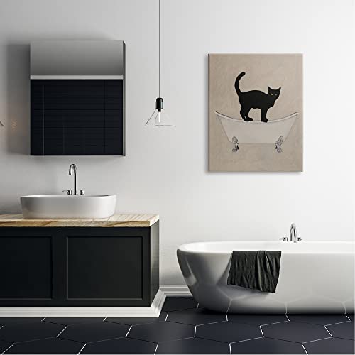 Image of Black Cat Claw Foot Bathtub, 30 x 40 Inch Canvas Wall Art