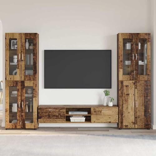 Lumanois Conjunto de Mueble de TV con cajón Madera Vieja,Mobiliario,Conjuntos de Muebles para Salones,126.02kg-3398012
