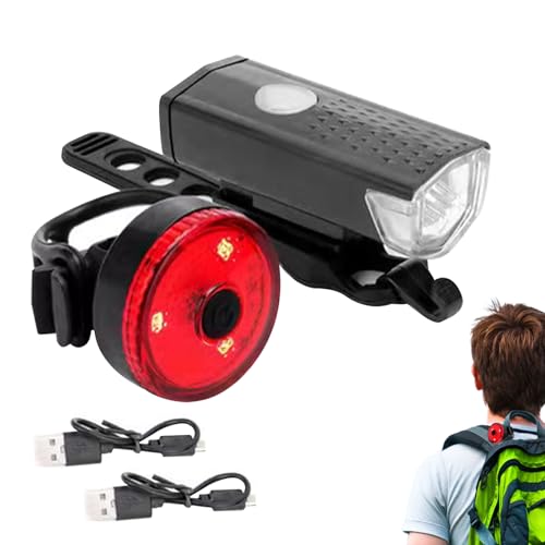 Conjunto De Luz De Biiclo Recargable: Linternas De Seguridad De Ciclismo Frontal Y Trasero Impermeables Conjunto | Faros LED Brillantes Y Luces Múltiples, Accesorios De Biiclo Portátiles Para Carreter