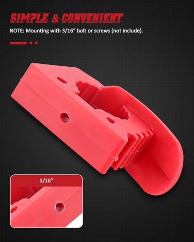 Image of Overlanding Shovel Holder for Home, Off-road vehicle | Rubber Material, 4 Pack, Red, Quick-Release Clamp, for 1-1 /7'' to 1-3 /7'' Diameter Tools and Equipment