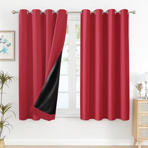 Image of Cloth Fusion 100% Blackout Window Curtains 5 Feet Long Set of 2 with Blackout Lining, Double Layer Room Darkening Parda with Stainless Steel Grommets for Home Decor (5x4 Feet, Viva Magenta)