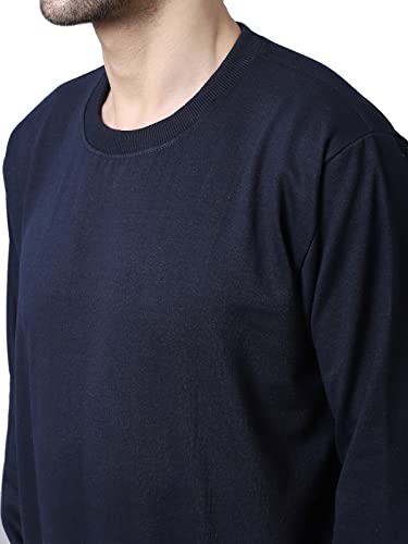 Image of BZR-Men's Fleece Round Neck Regular Sweatshirt (Sw Rrn Black 01-L Black L)(1903)