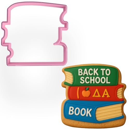 Pink Stacked Books Cookie Cutter – 3.75x3.6" Back to School Book Design for Teachers & Students (Random Color)