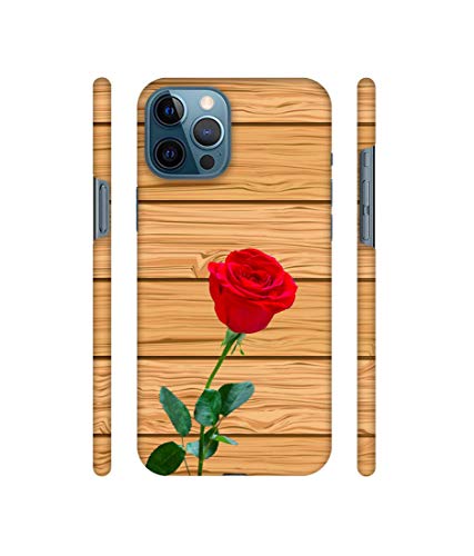 Image of Amazon Brand - Solimo Designer Rose with Wooden Texture 3D Printed Hard Back Case Mobile Cover for Apple iPhone 12 Pro Max