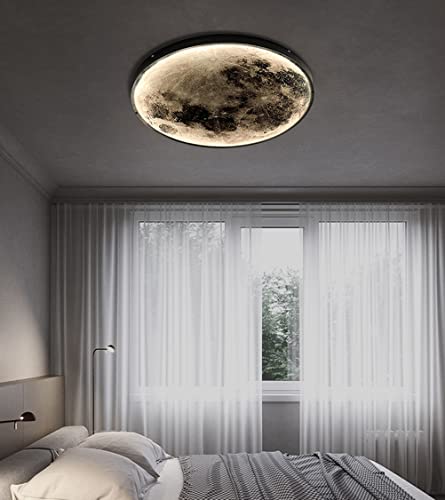 Lampada da parete a LED a forma di luna, lampada per bambini dimmerabile con telecomando, design rotondo 3D per camera da letto e soggiorno, lampada decorativa da interno per soffitto, 24W, 50cm