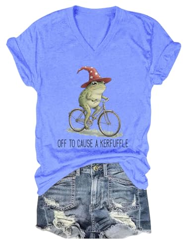 Off to Cause A Kerfuffle T-Shirt, Funny Off to Cause A Kerfuffle Meme Frog Tee for Women Men