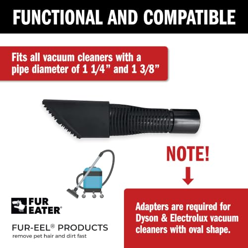 Image of FUR-EEL PRO 1.0 Pet Hair Vacuum Attachment, Rubber Pet Hair Remover, 6 kit | for Car Detaling, Removes Dog Cat Hair, Dirt, rubber bristle fits 1-1 /4, 1-3 /8, 1-1 /2 in Round Hoses, Fang Handle & Adapter