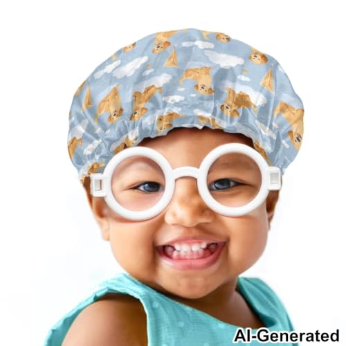 Image of Cute Dog Satin Bonnet for Kids Satin Sleep Cap Elastic Night Hat Sleeping with Adjustable Band Head Hair Cover Comfort Sleeping Beanie for Toddler Baby Boys Girls Headwear