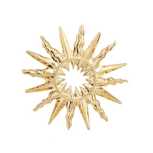 Image of Gold-Tone Sun Brooch Pin Vintage Round Sun flower Broach for Shirt Decorations Wedding Bouquets Jewelry