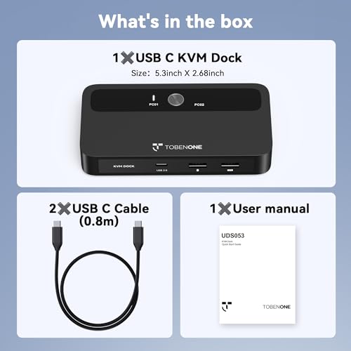 TobenONE USB C KVM Switch 1 Monitor 2 Computers 4K - image 9