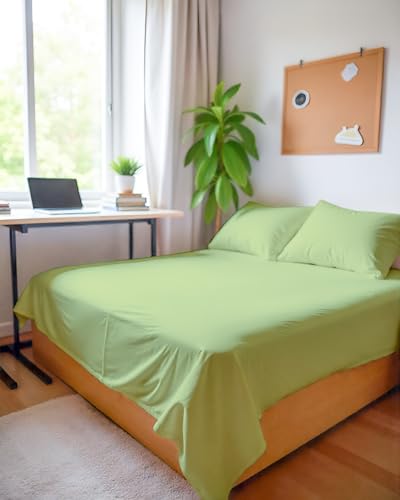 Image of Microfiber King Size Bedsheet with 2 Pillow Covers | Ultra Soft & Breathable Flat Sheet | Wrinkle-Resistant, Premium Comfort for Everyday Use|Size (108 inch x 108 inch) Sage