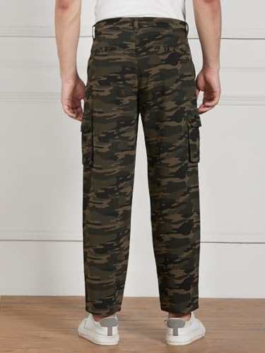 Image of Dennis Lingo Mens Cotton Lycra Mid Rise Relaxed Fit Camo Trousers