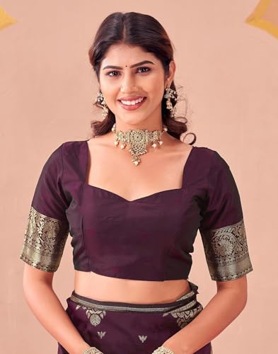 Image of SIRIL Women's Banarasi Soft Silk Saree Pure Silk with Unstitched Blouse Piece