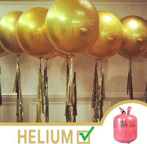 Image of 6Pcs 22 inch Golden Metallic Ball Balloons 4D Large Foil Balloons for 70s Disco Party Birthday Decorations