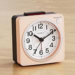 AYRELY® 2.6" × 1.4" Ultra Small Battery Operated Analog Travel Alarm Clock, Silent Non-Ticking with Snooze and Light, Retro Bedside Table Clock for Bedroom, Easy Top Alarm Switch (Pink)